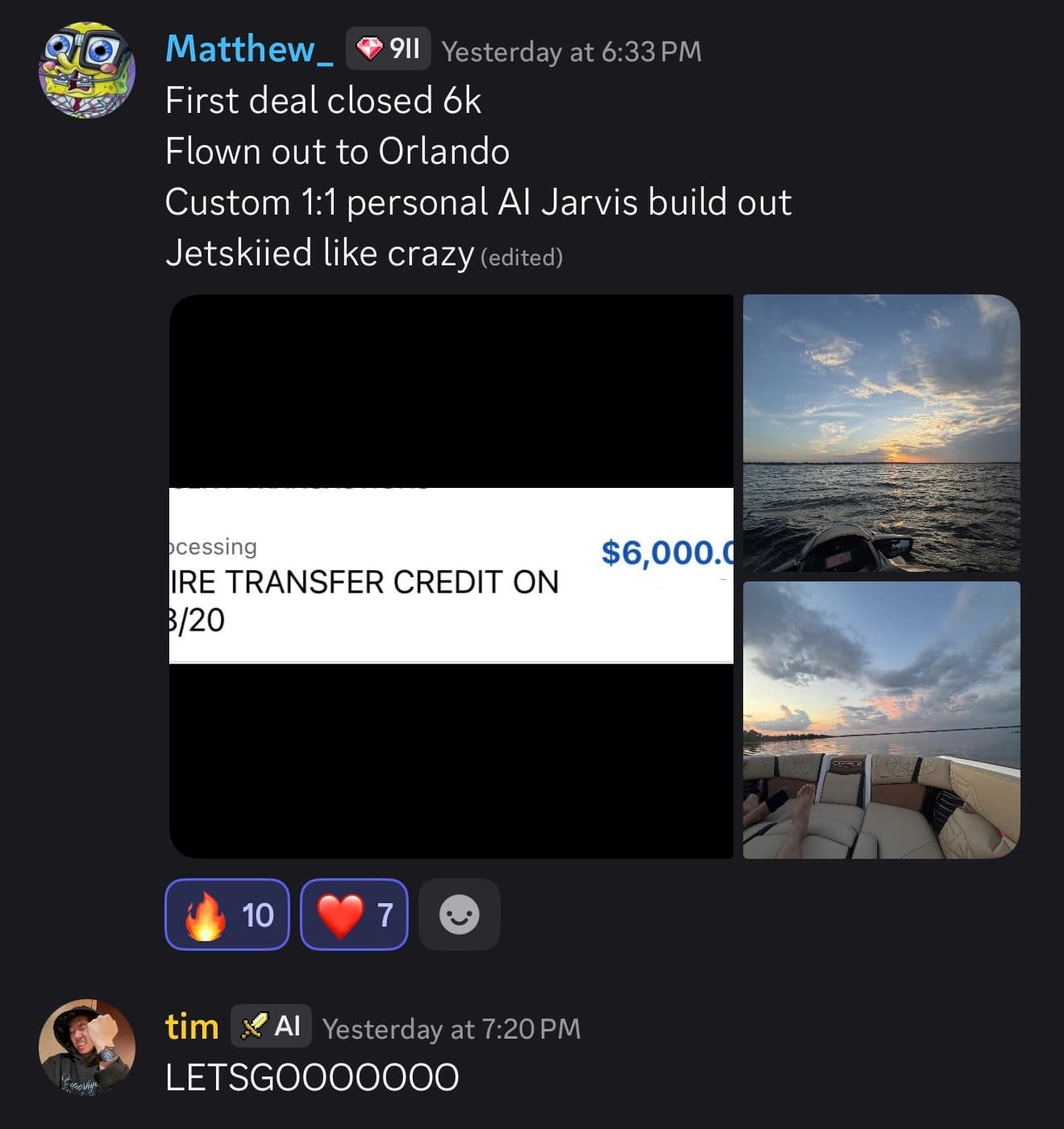 Matthew closes his first deal for $6,000
